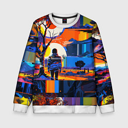 Свитшот детский Ночная прогулка абстракция, цвет: 3D-белый