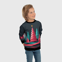 Свитшот детский Новогодний ночной лес, цвет: 3D-черный — фото 2