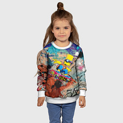 Свитшот детский Bart Simpson on a skateboard - graffiti, цвет: 3D-белый — фото 2