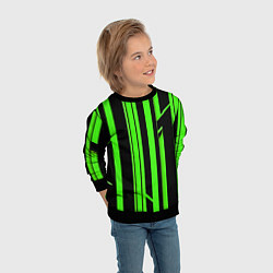 Свитшот детский Толстые зелёные полосы на чёрном фоне, цвет: 3D-черный — фото 2