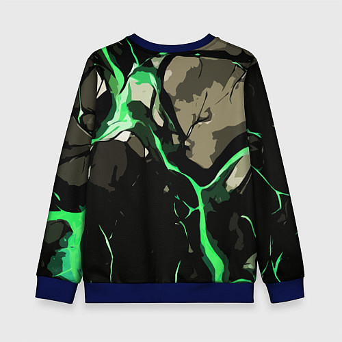 Детский свитшот Зелёный разлом в камне / 3D-Синий – фото 2