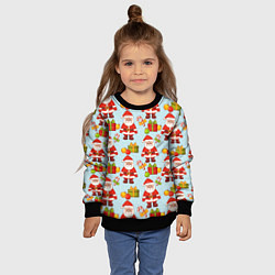 Свитшот детский Новогодний паттерн с Сантой и подарками, цвет: 3D-черный — фото 2