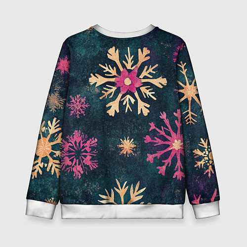 Детский свитшот Новогодние разноцветные снежинки / 3D-Белый – фото 2