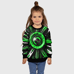 Свитшот детский Чёрно-зелёная сфера киберпанк, цвет: 3D-черный — фото 2