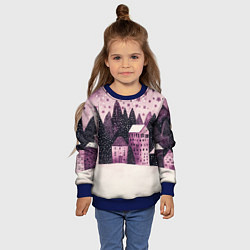 Свитшот детский Новогодние домики в лесу, цвет: 3D-синий — фото 2