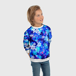 Свитшот детский Яркие узоры снежинок, цвет: 3D-белый — фото 2