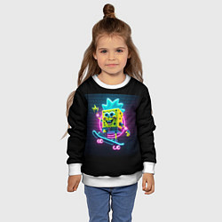 Свитшот детский Sponge Bob on a skateboard - ai art fantasy, цвет: 3D-белый — фото 2