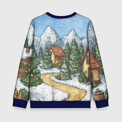 Детский свитшот Новогодний пейзаж / 3D-Синий – фото 2