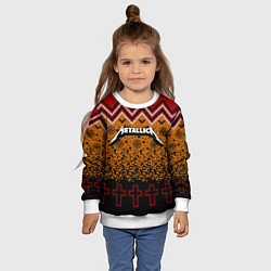 Свитшот детский Metallica christmas ugly sweater, цвет: 3D-белый — фото 2