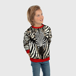 Свитшот детский Зебры, цвет: 3D-красный — фото 2
