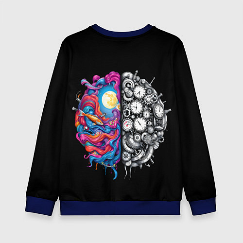 Детский свитшот Правое и левое полушарие / 3D-Синий – фото 2