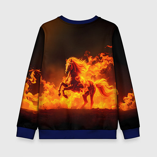 Детский свитшот Огненная лошадь / 3D-Синий – фото 2