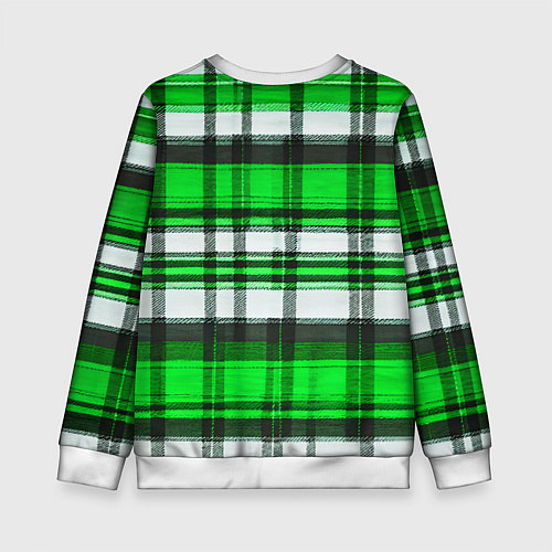 Детский свитшот Зелёно-белая ткань в клетку / 3D-Белый – фото 2