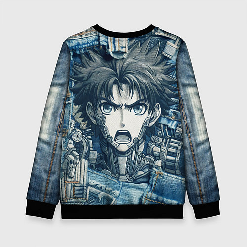 Детский свитшот Герой аниме на пэчворк / 3D-Черный – фото 2