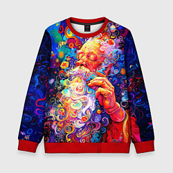 Свитшот детский Santa Claus: pop-art modern pointillism, цвет: 3D-красный