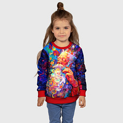 Свитшот детский Santa Claus: pop-art modern pointillism, цвет: 3D-красный — фото 2