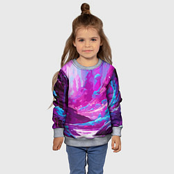 Свитшот детский Фиолетовая кислотная абстракция, цвет: 3D-меланж — фото 2