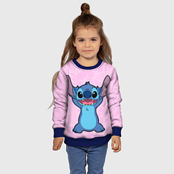Свитшот детский Stitch on a pink background, цвет: 3D-синий — фото 2