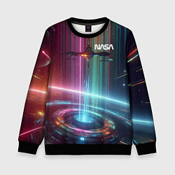 Детский свитшот Spaceship in the neon cosmos - nasa