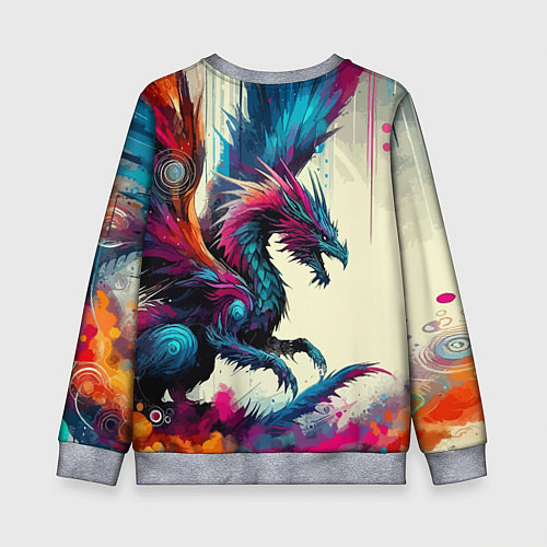 Детский свитшот Крылатый дракон - акварель / 3D-Меланж – фото 2