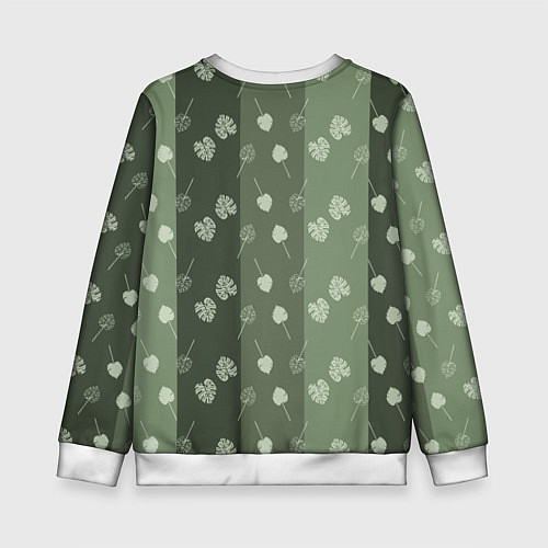 Детский свитшот Монстеры на серо-зеленом / 3D-Белый – фото 2