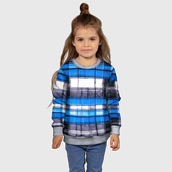 Свитшот детский Чёрные полосы на сине-белом фоне, цвет: 3D-меланж — фото 2