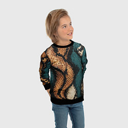 Свитшот детский Кожа в змеином стиле, цвет: 3D-черный — фото 2