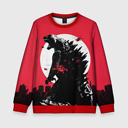 Детский свитшот Godzilla destroys the city