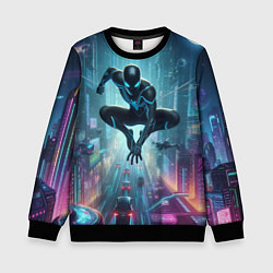 Свитшот детский Spider-man in the neon metropolis, цвет: 3D-черный
