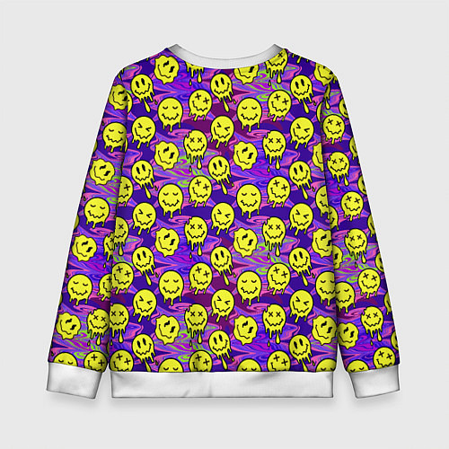 Детский свитшот Психоделические желтые смайлы / 3D-Белый – фото 2