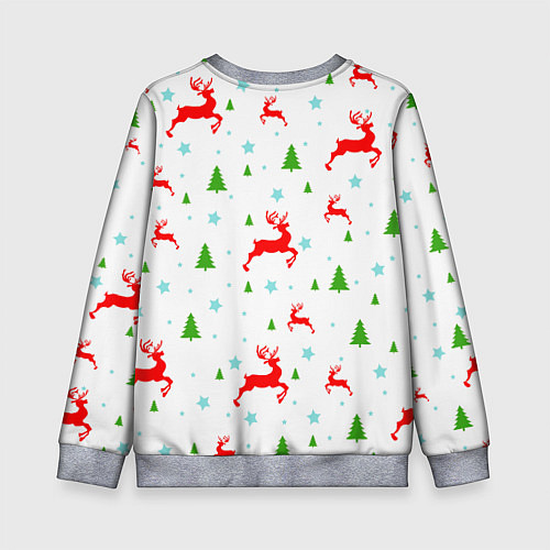 Детский свитшот Новогодние олени с ёлками / 3D-Меланж – фото 2