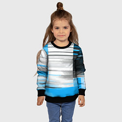 Свитшот детский Чёрные вертикальные полосы на сине-белом фоне, цвет: 3D-черный — фото 2