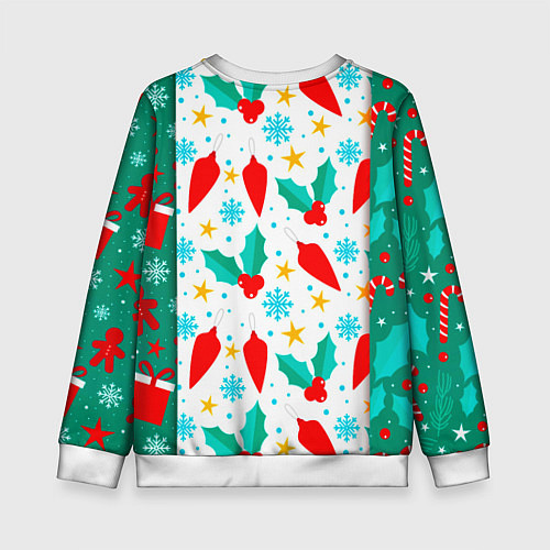 Детский свитшот Санта с подарками паттерн / 3D-Белый – фото 2