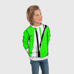 Свитшот детский Black and white vertical stripes on a green backgr, цвет: 3D-белый — фото 2