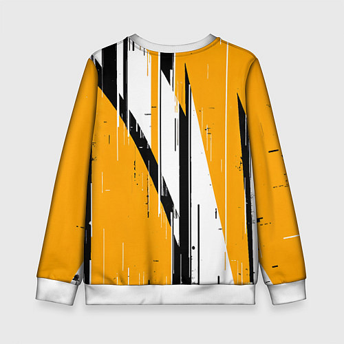 Детский свитшот Чёрно-белые вертикальные полосы на жёлтом фоне / 3D-Белый – фото 2