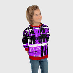 Свитшот детский Фиолетово-белый гранж на чёрном фоне, цвет: 3D-красный — фото 2