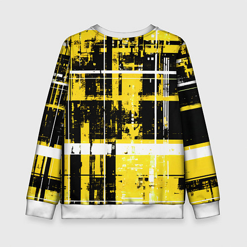 Детский свитшот Жёлто-белый гранж на чёрном фоне / 3D-Белый – фото 2