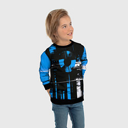 Свитшот детский Сине-белый гранж на чёрном фоне, цвет: 3D-черный — фото 2
