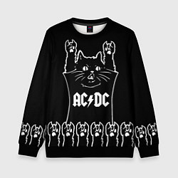 Свитшот детский AC DC: cat rock, цвет: 3D-черный