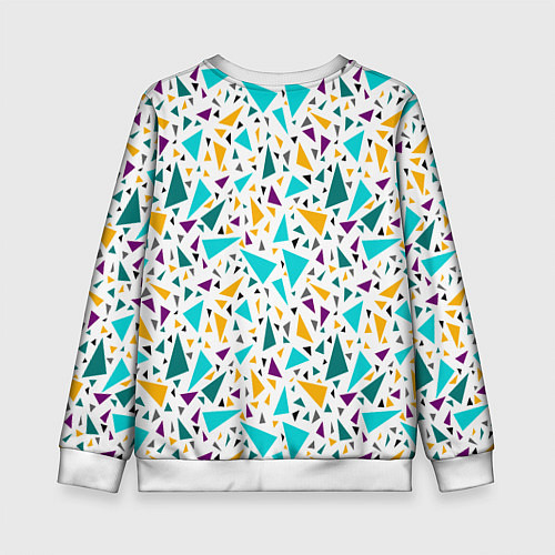 Детский свитшот Бирюзовые желтые треугольники на белом / 3D-Белый – фото 2