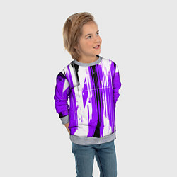 Свитшот детский Вертикальные чёрно-белые линии на фиолетовом фоне, цвет: 3D-меланж — фото 2