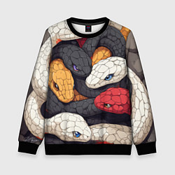 Свитшот детский Разноцветные змеи, цвет: 3D-черный