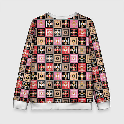 Детский свитшот Разноцветная плитка с геометрическим рисунком / 3D-Белый – фото 2