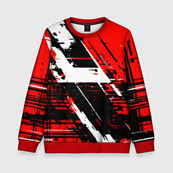 Детский свитшот Diagonal black and white stripes on a red backgrou