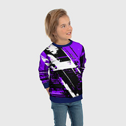 Свитшот детский Diagonal black and white stripes on a purple backg, цвет: 3D-синий — фото 2