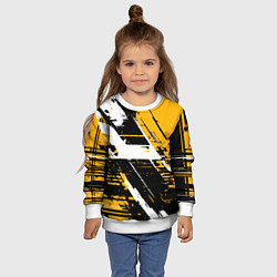 Свитшот детский Diagonal black and white stripes on a yellow backg, цвет: 3D-белый — фото 2