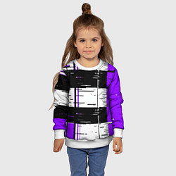 Свитшот детский Чёрные и фиолетовые полосы на белом фоне, цвет: 3D-белый — фото 2