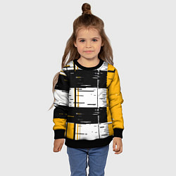 Свитшот детский Жёлтые и чёрные полосы на белом фоне, цвет: 3D-черный — фото 2