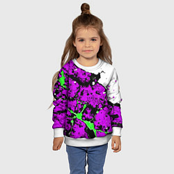 Свитшот детский Зелёно-розовая абстракция на белом фоне, цвет: 3D-белый — фото 2