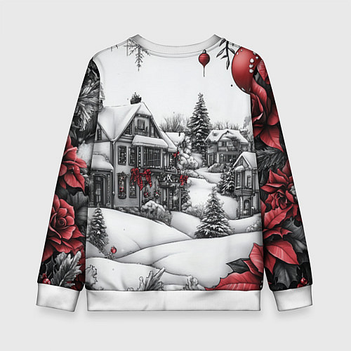 Детский свитшот Бело-красное новогоднее настроение / 3D-Белый – фото 2